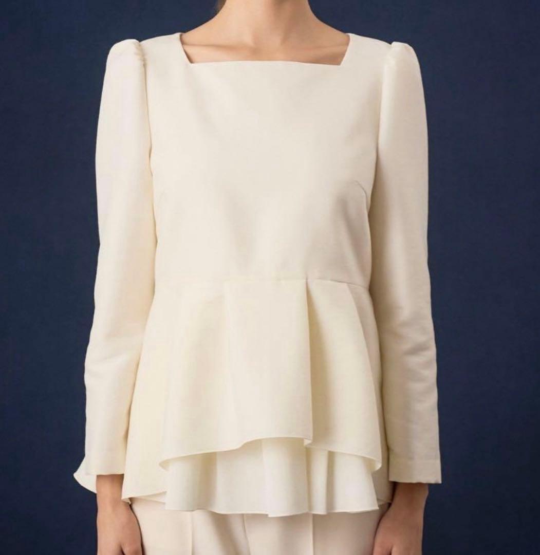 【新品タグ付】ANAYIアナイ　ダブルクロスペプラム ブラウス 白38