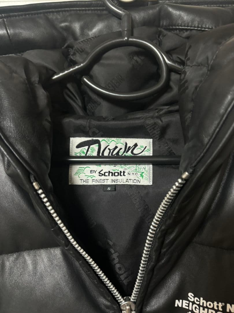 値下げ不可　ネイバーフッド　Schott 　レザー　ダウンジャケット