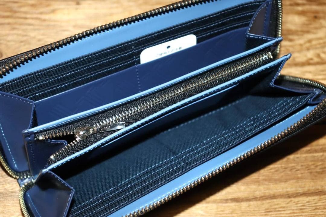 新品 LANVIN en Bleu 牛革 ラウンドファスナー 長財布 Ⓗ