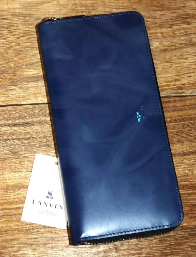 新品 LANVIN en Bleu 牛革 ラウンドファスナー 長財布 Ⓗ