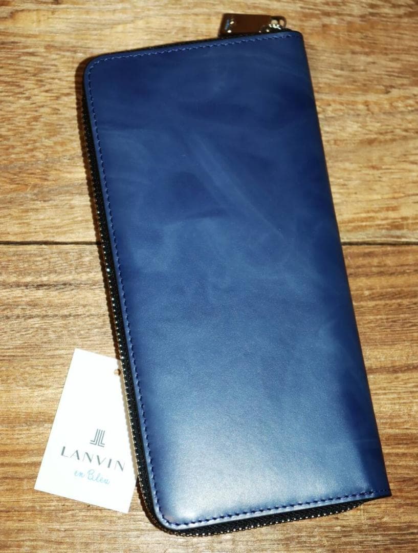 新品 LANVIN en Bleu 牛革 ラウンドファスナー 長財布 Ⓗ