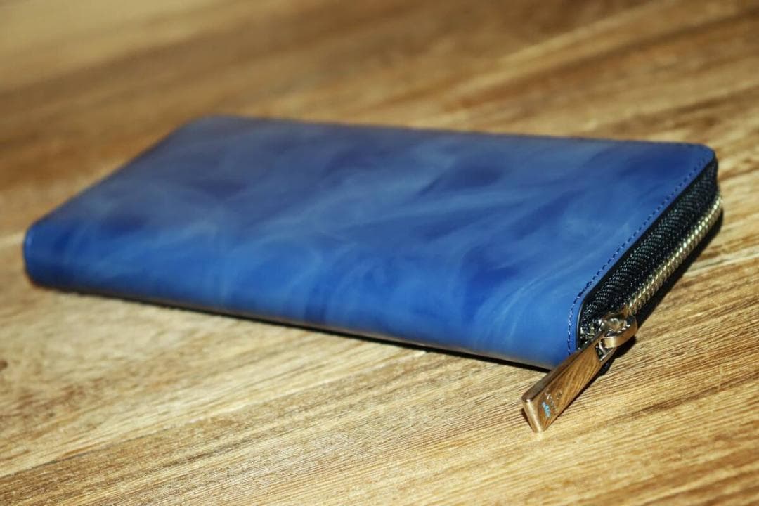 新品 LANVIN en Bleu 牛革 ラウンドファスナー 長財布 Ⓗ