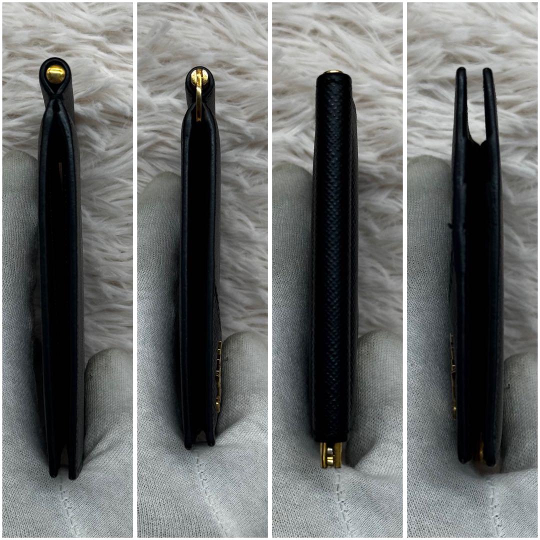 美品✨プラダ マネークリップ サフィアーノ メタルロゴ 折り財布 RFID 黒