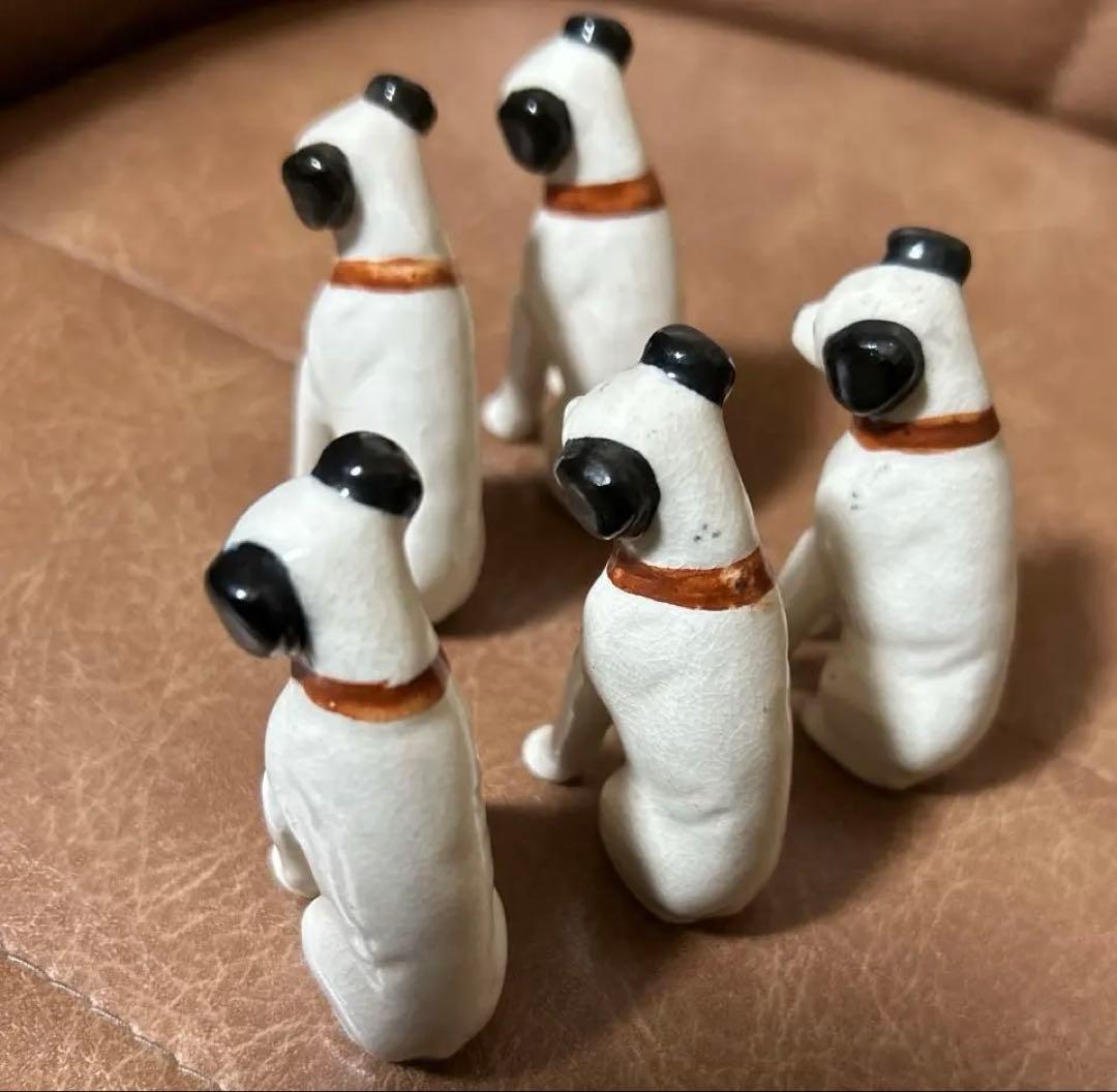 ★希少昭和レトロ◆Victor◆ビクター犬◆ニッパー犬の置物◆陶器製5匹セット