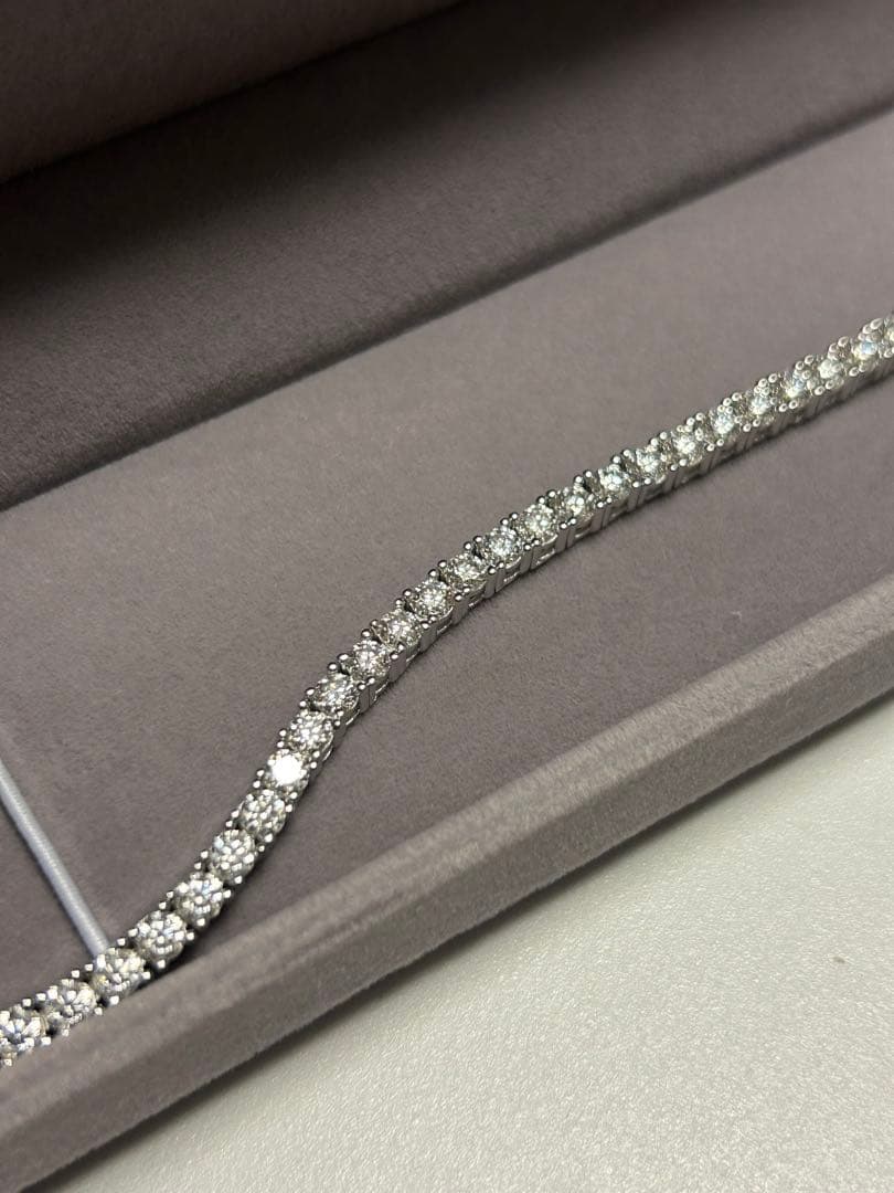 【大人の手元に】モアサナイト×シルバー925テニスチェーンブレスレット 19cm