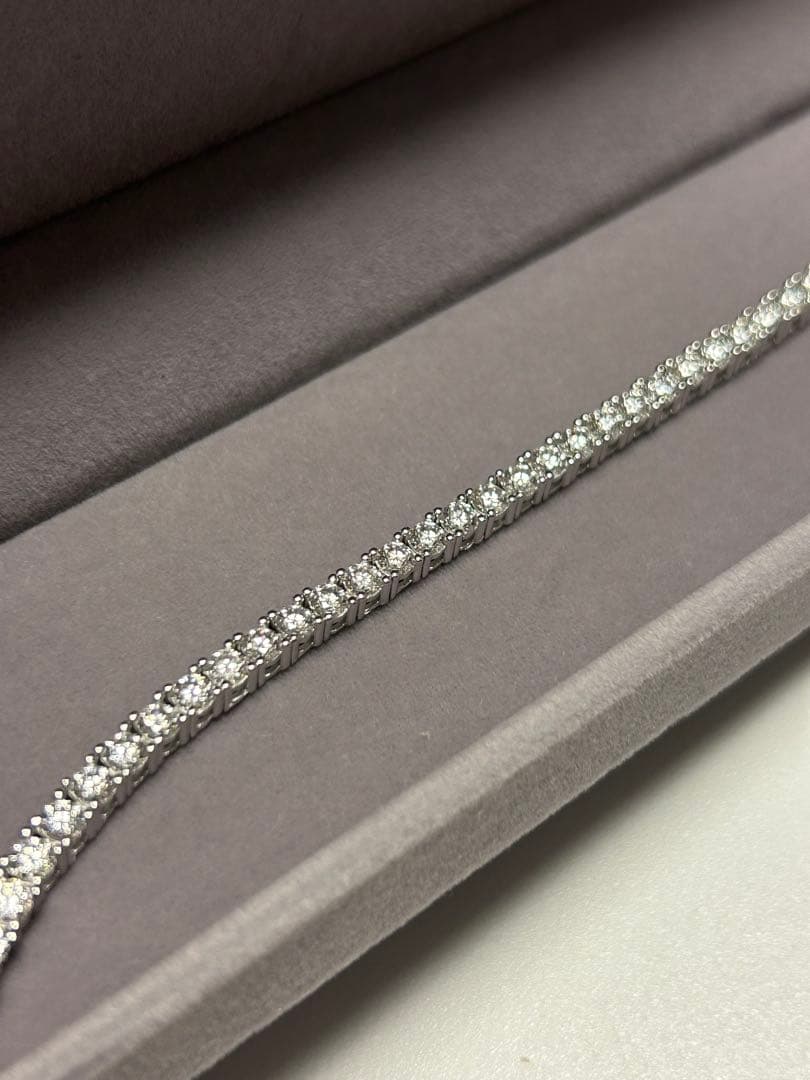 【大人の手元に】モアサナイト×シルバー925テニスチェーンブレスレット 19cm