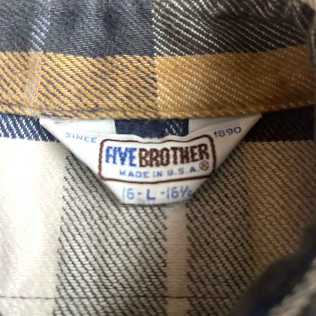 80s ビンテージ FIVE BROTHER ヘビー ネルシャツ L アメリカ製