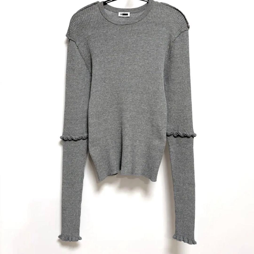 H BEAUTY&YOUTH ＜H>TC リブアウトシーム ロングスリーブニット