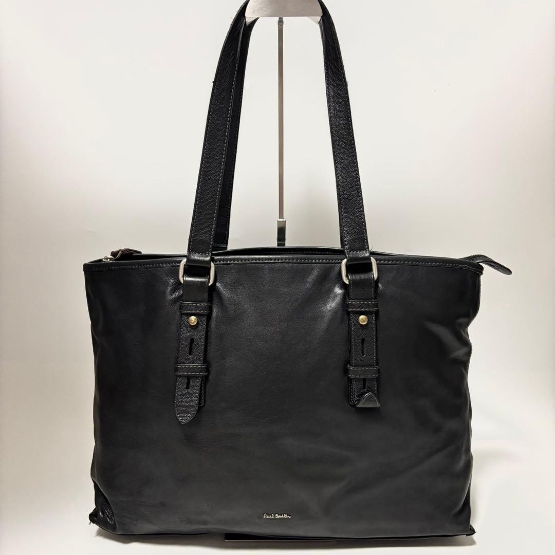 ポールスミス レザー トートバッグ シボ マルチストライプビジネス 肩がけ A4