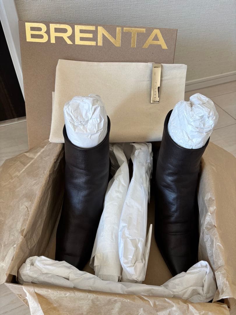 【BRENTA/ブレンタ】 ショート ジップブーツ　ブラウン38