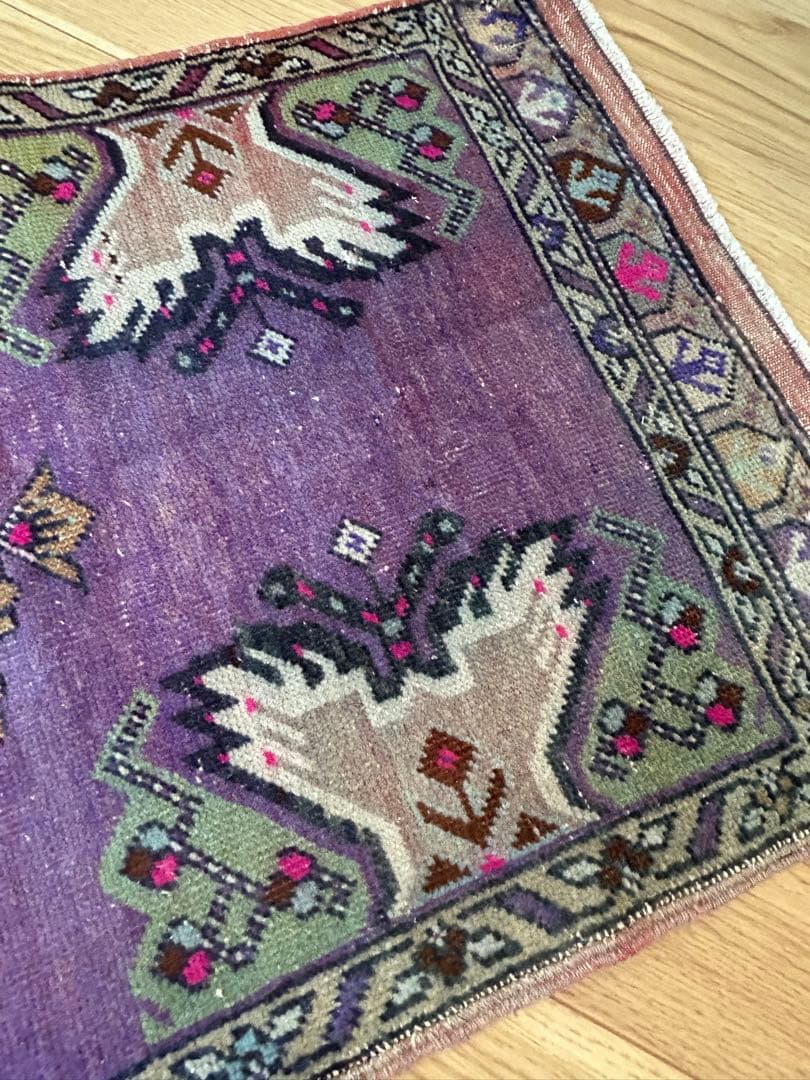 週末セール＊トライバルラグ・トルコヴィンテージラグ・ウール約49×104cm