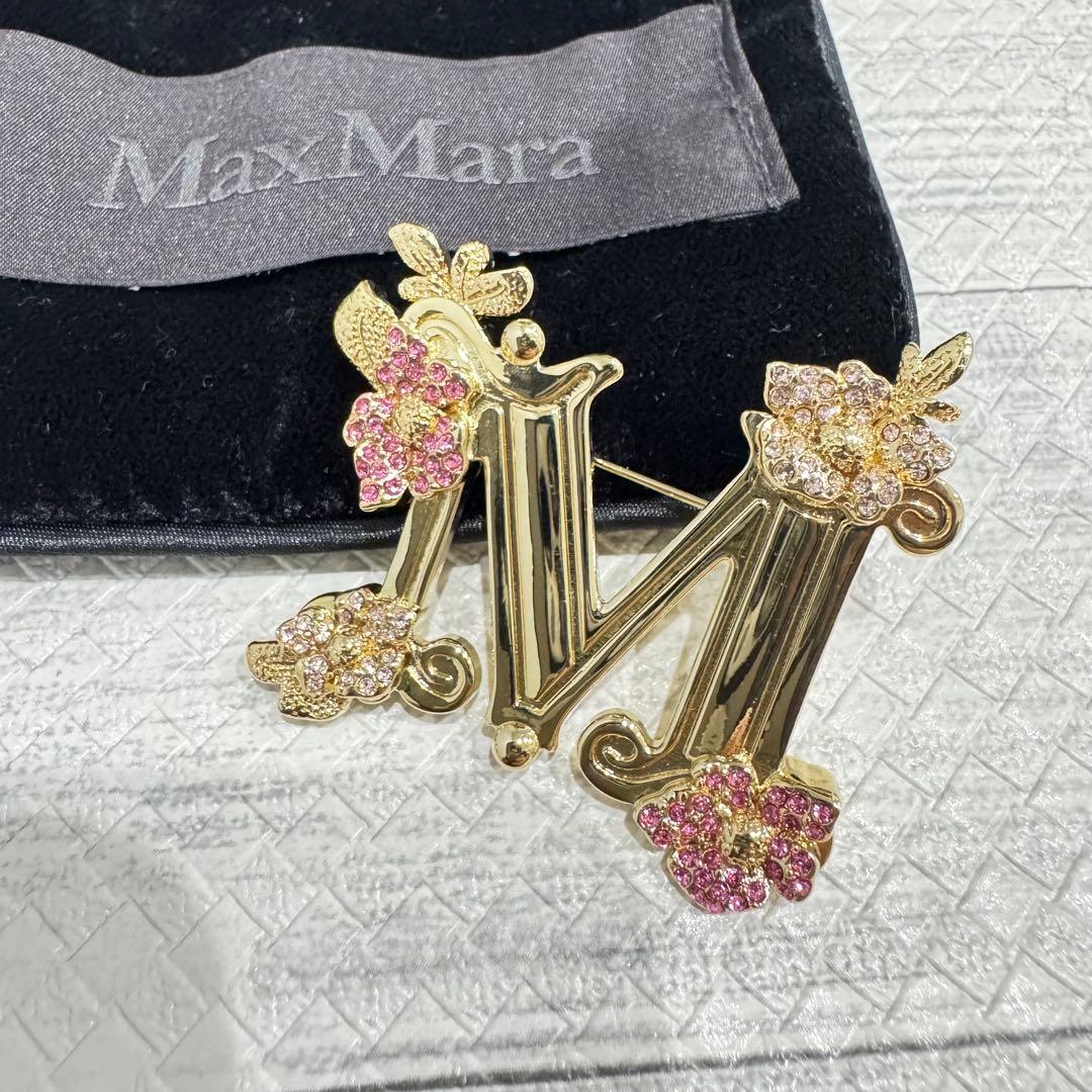 25SS新作 新品　MaxMara クリスタル　ブローチ フローラル