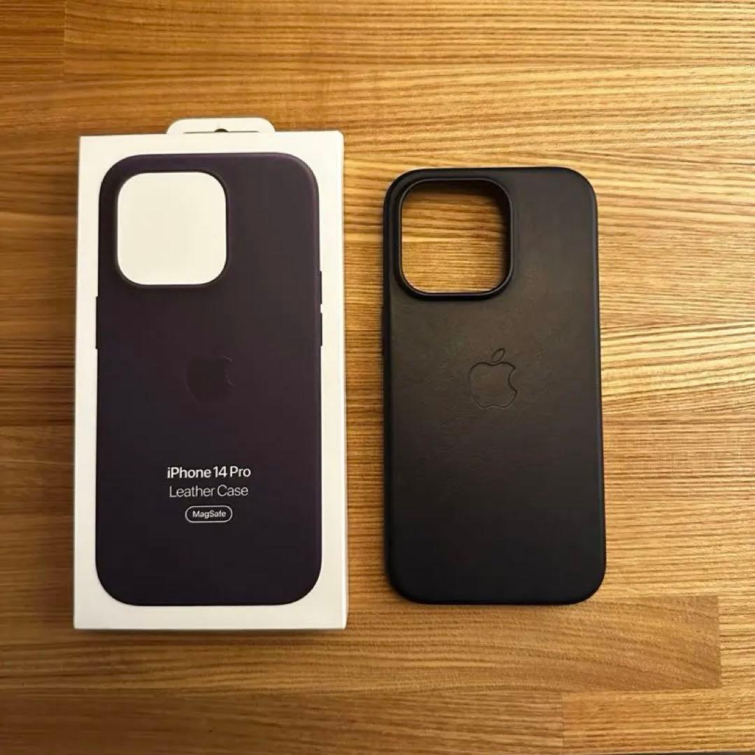 正規品　Apple純正 iPhone14pro レザーケース　【インク】