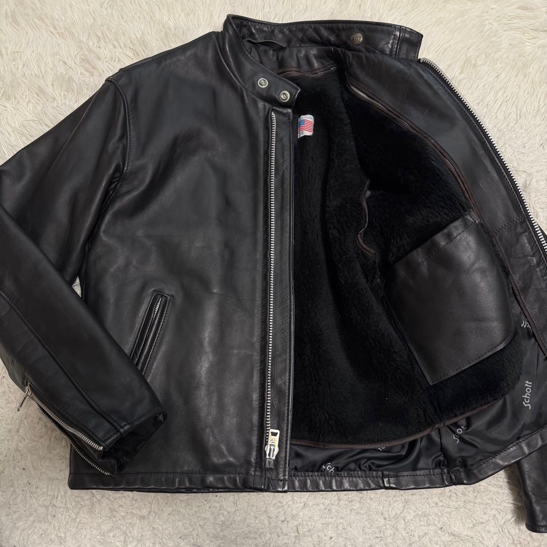 美品Lサイズ相当　ショット　618 シングルライダースジャケット　ライナー付き