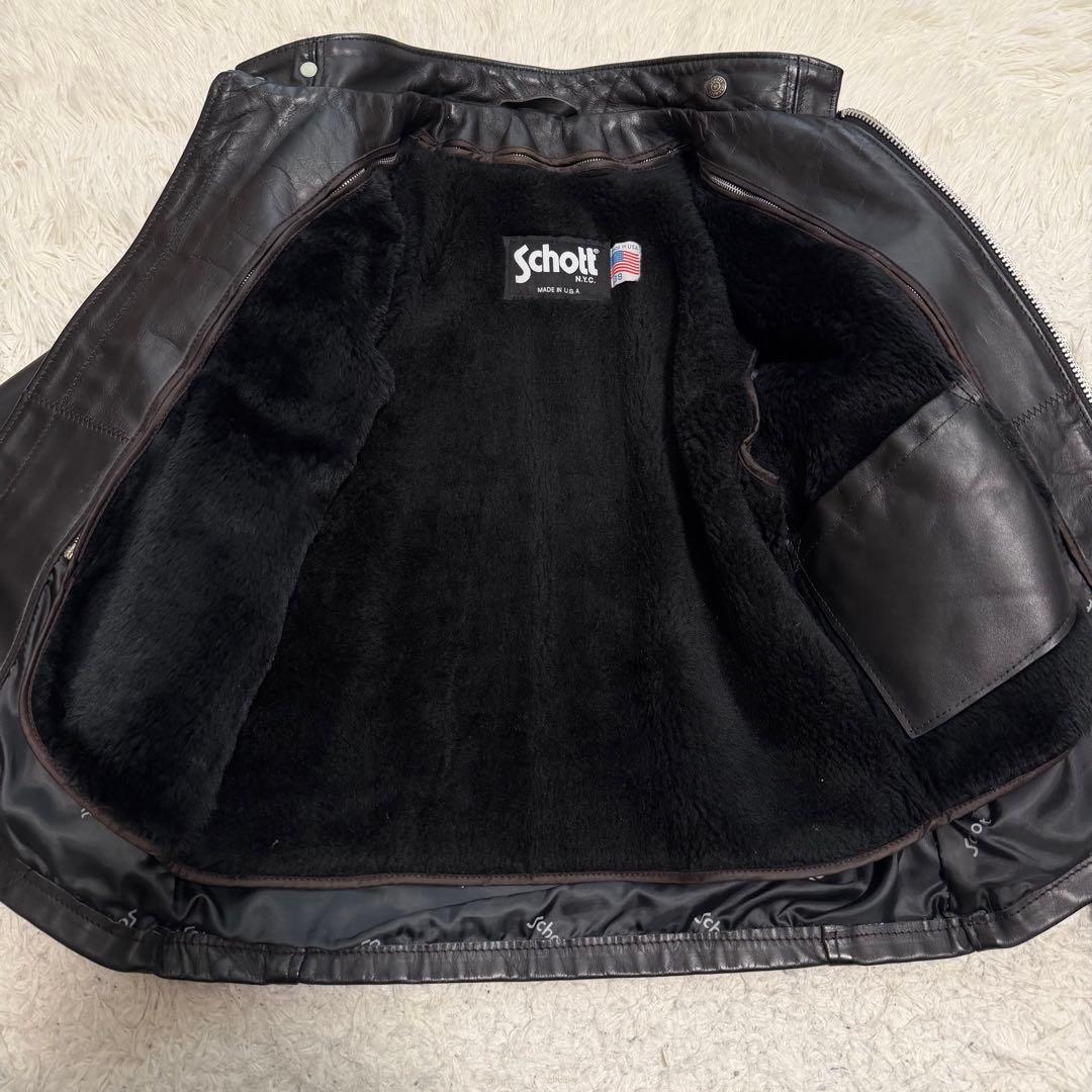 美品Lサイズ相当　ショット　618 シングルライダースジャケット　ライナー付き