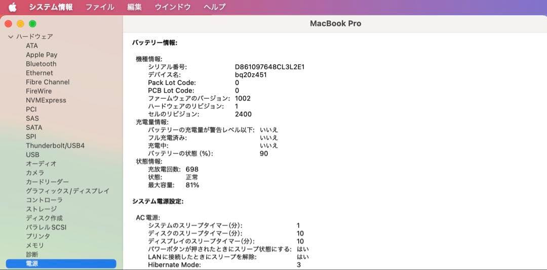 MacBook Pro 13インチ M1 メモリ16GB/SSD256GB