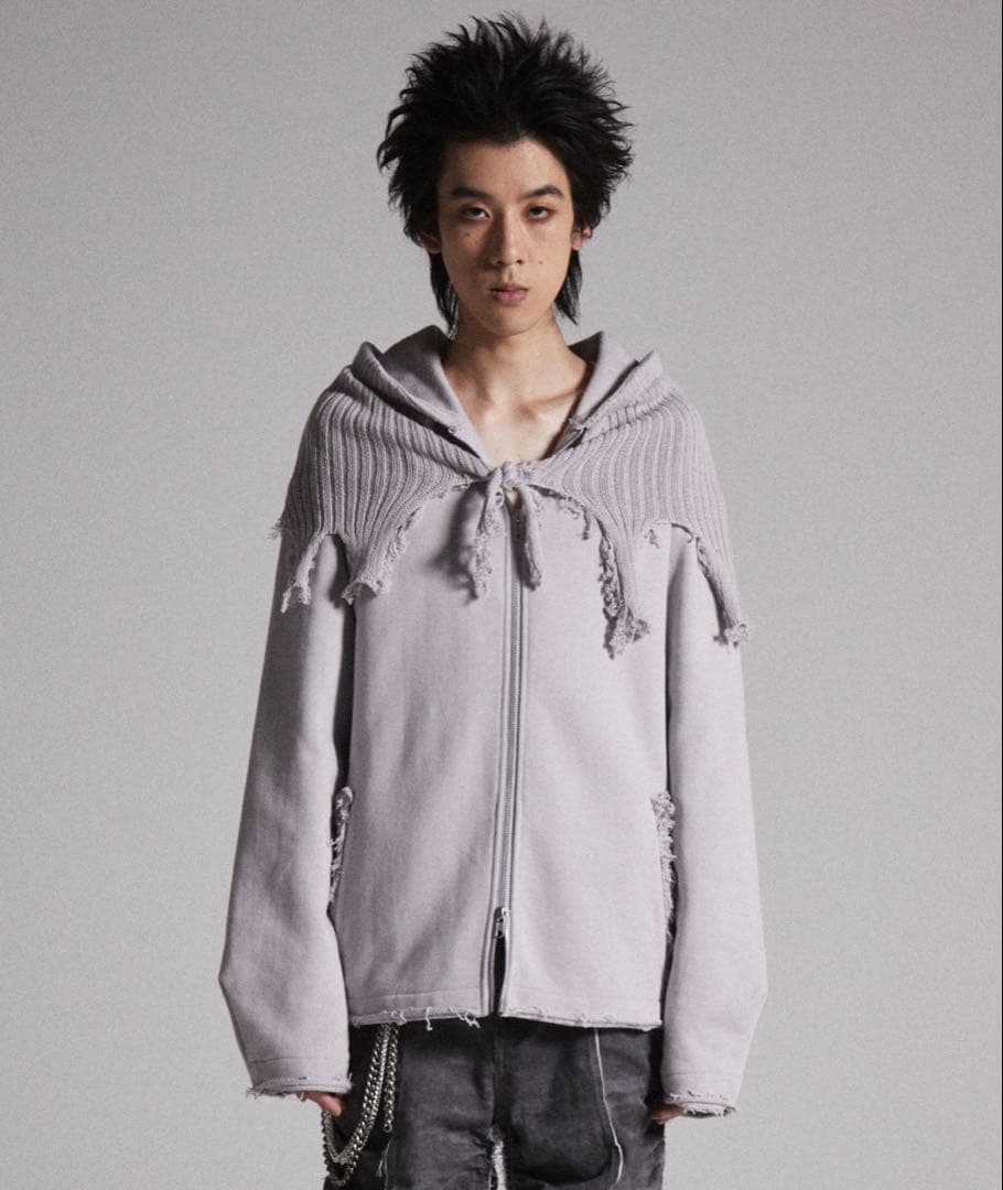 メルカリ最安値　GRANCY グランシー　ニットレイヤードフーディ　パーカー