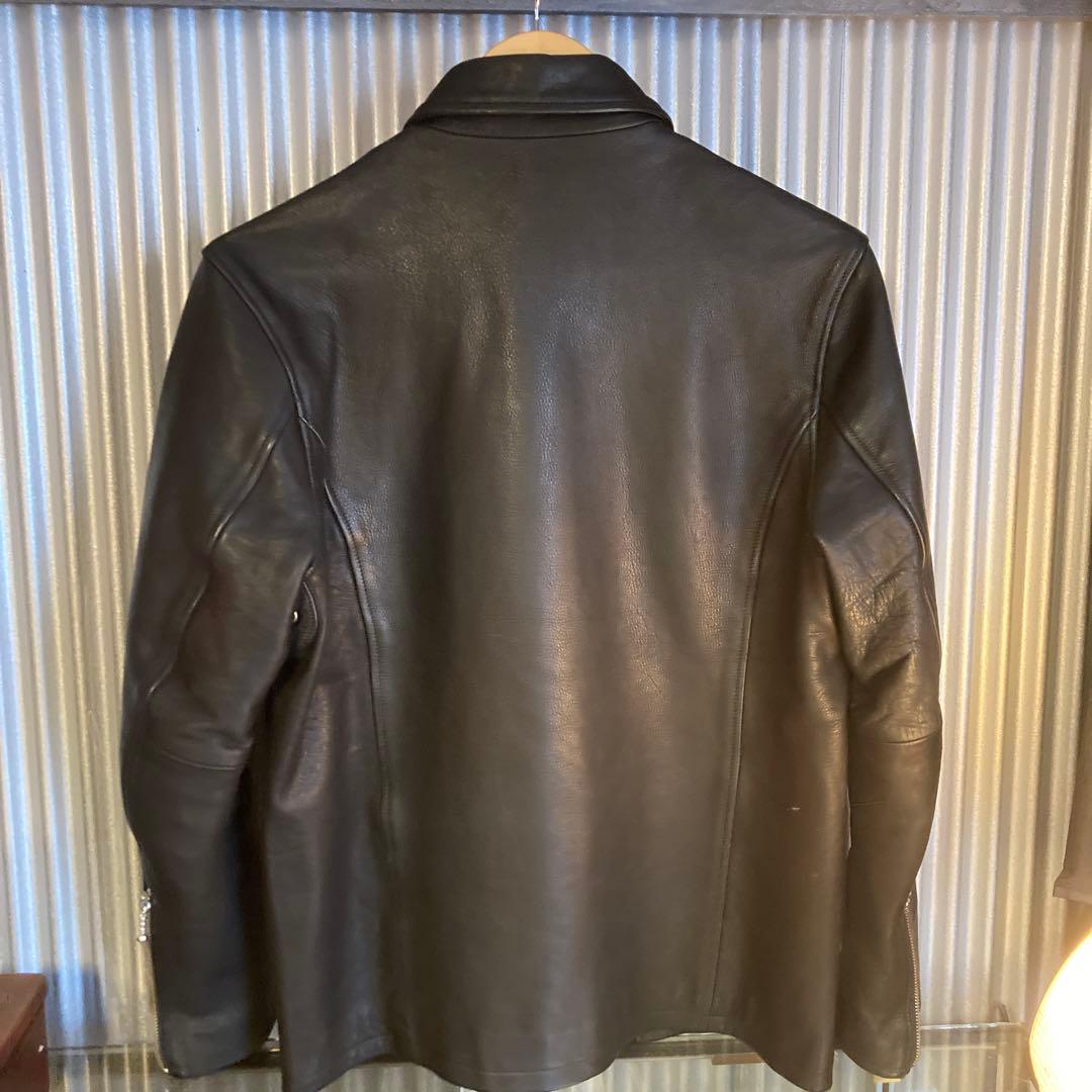 ディッキーズ　ブラックレザーシングルライダースジャケット