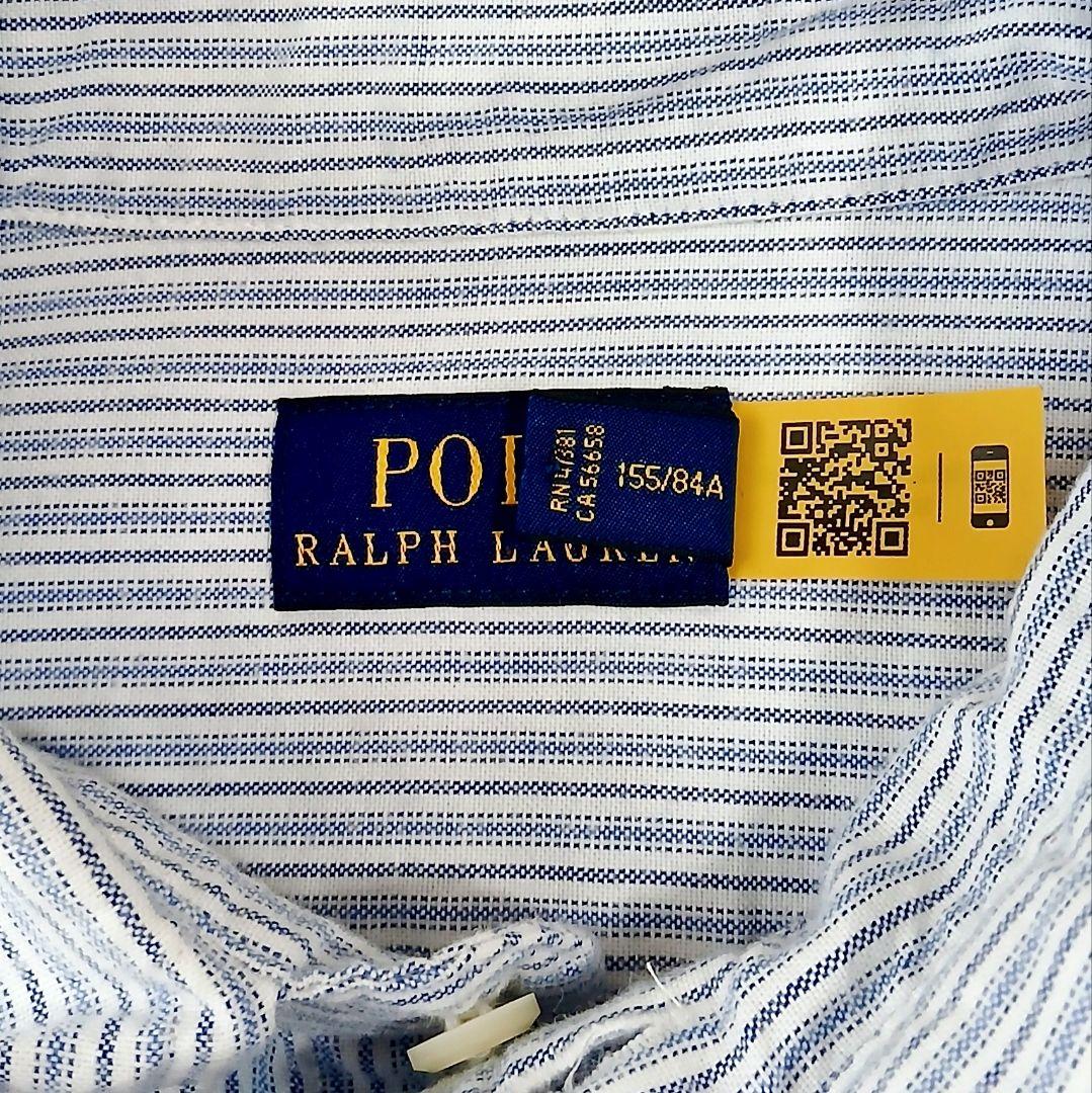 美品 ポロラルフローレン 現行 ボウタイブラウス シャツ ストライプ ポニー刺繍