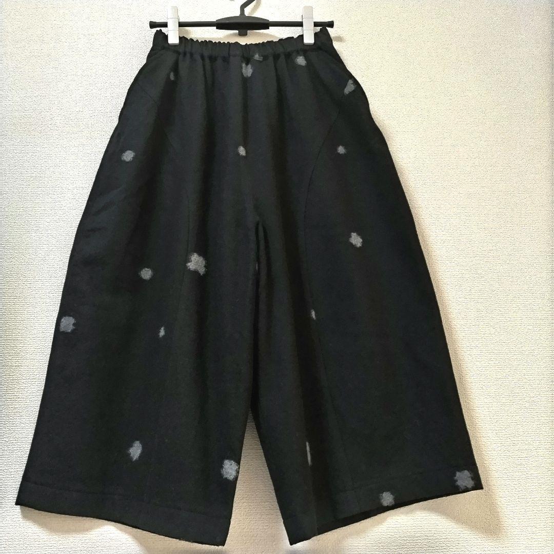 CRESCENT　ガウチョパンツ　ウール　ブラック　ジャガード織り