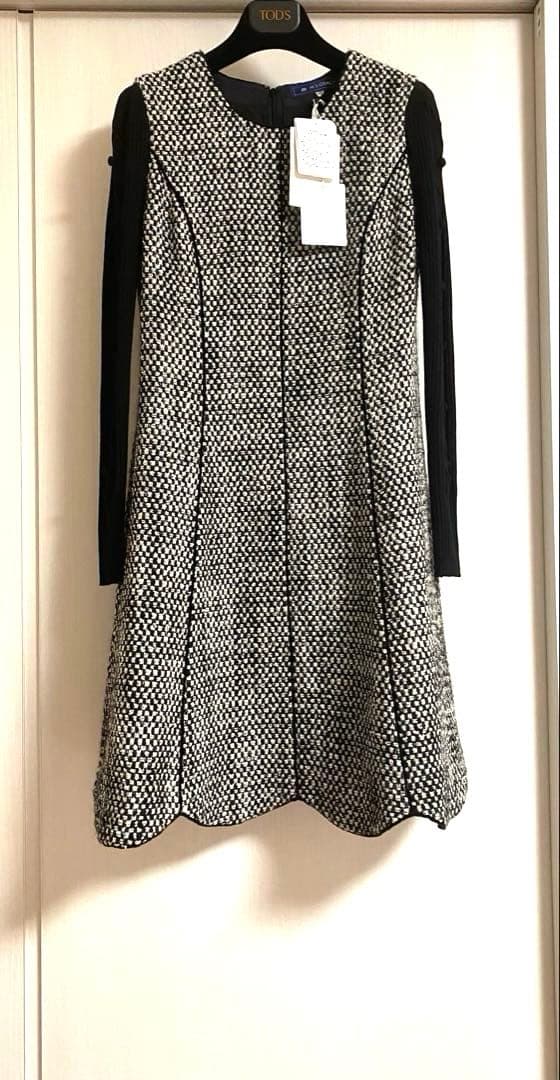 未使用☆エムズグレイシーワンピース 38 ニット ツィード スカラップ カタログ