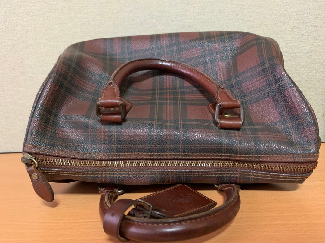 Ralph Lauren ミニボストンバッグ ハンドバッグ チェック ブラシ付き
