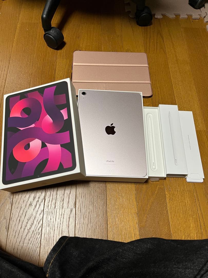 iPad Air 5(ローズゴールド) 本体、Apple Pencil、ケース