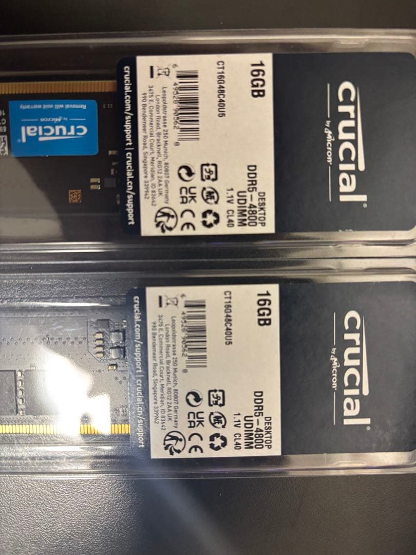 Crucial DDR5 メモリ （16GB×2） 動作確認済み