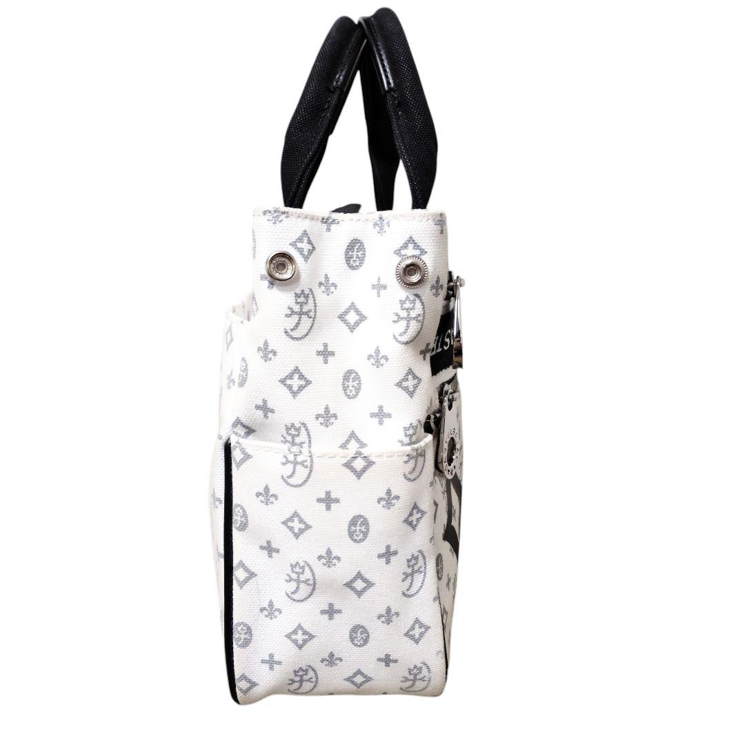 カステルバジャック モノグラム ハンドバッグ 白×黒 多収納 希少