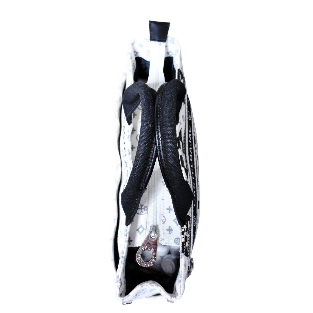 カステルバジャック モノグラム ハンドバッグ 白×黒 多収納 希少