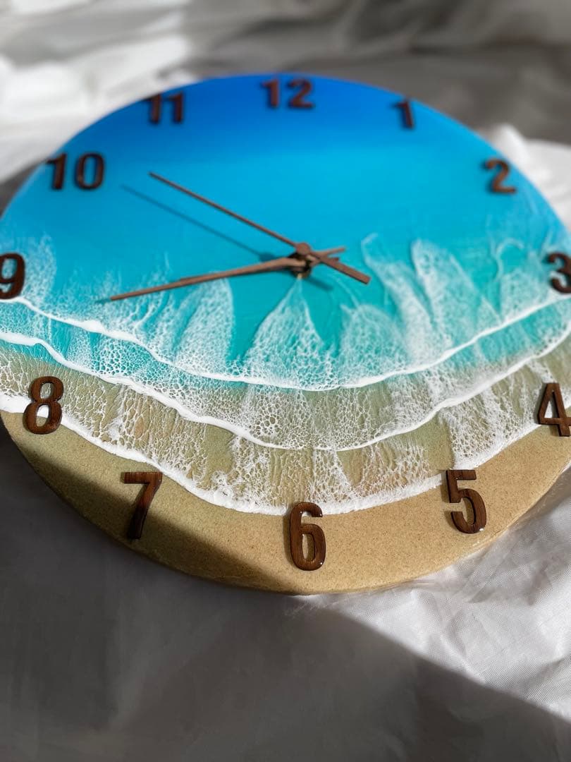 直径35㎝　ビッグサイズ　オーシャンレジン時計　海アート　新築祝い　ギフト