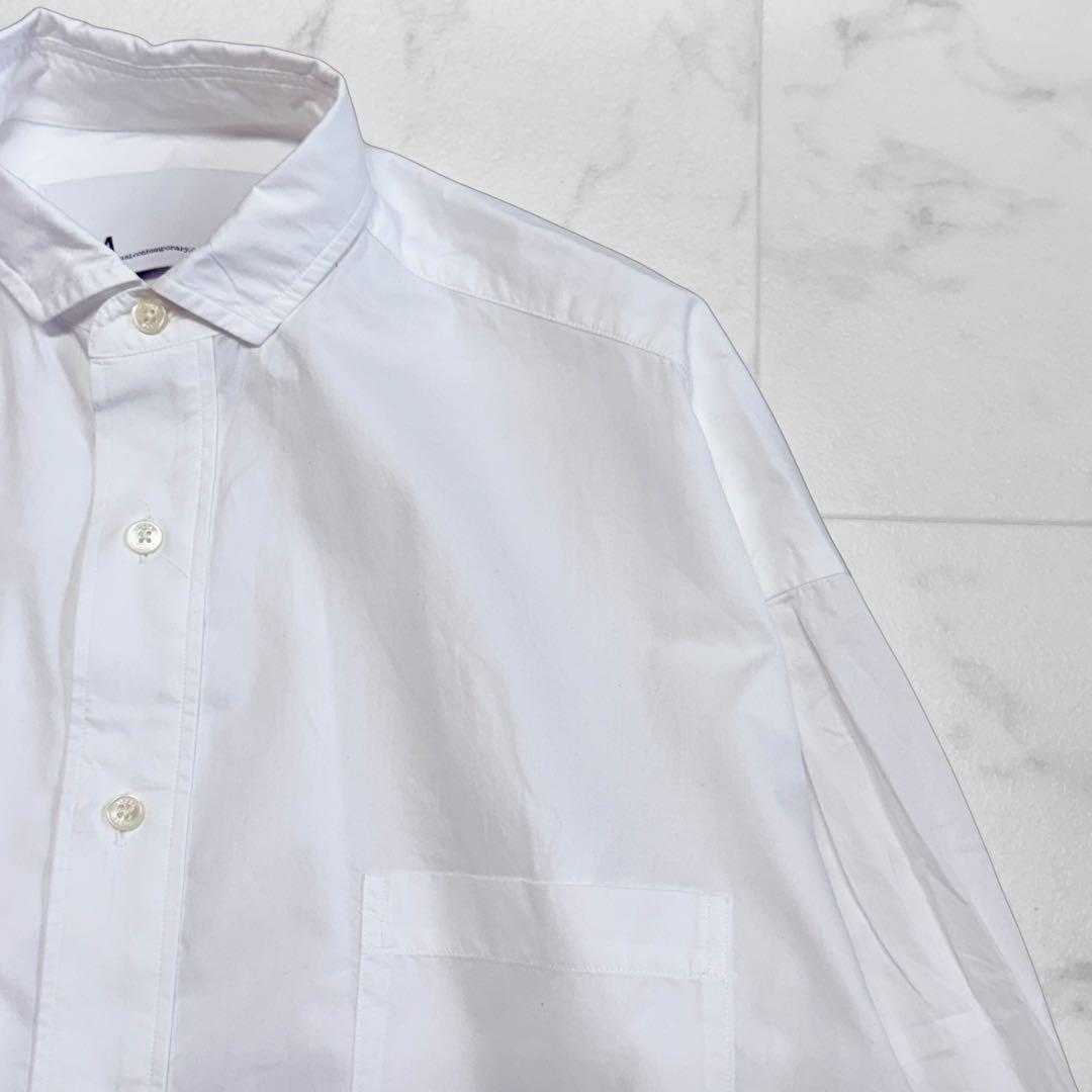 ティッカ ボックスシャツ ホワイト ミニ襟 ワイド オーバーサイズ ゆったり