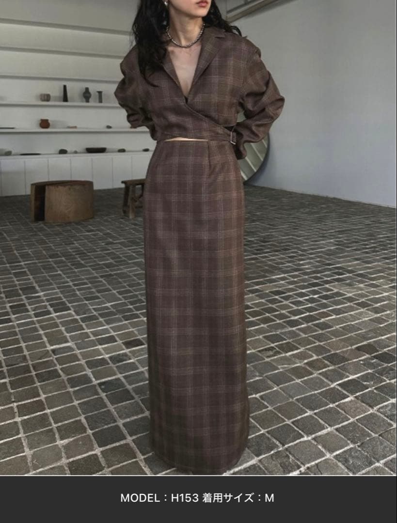 ◆coco◆Ameri WAIST CROSS CHECKDRESS