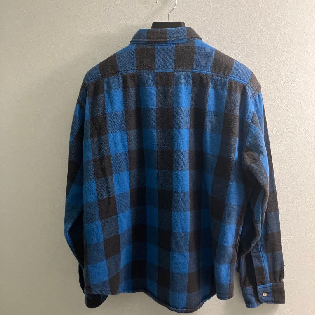 80s〜　Eddie Bauer ネルシャツ　青/黒✨　USA製