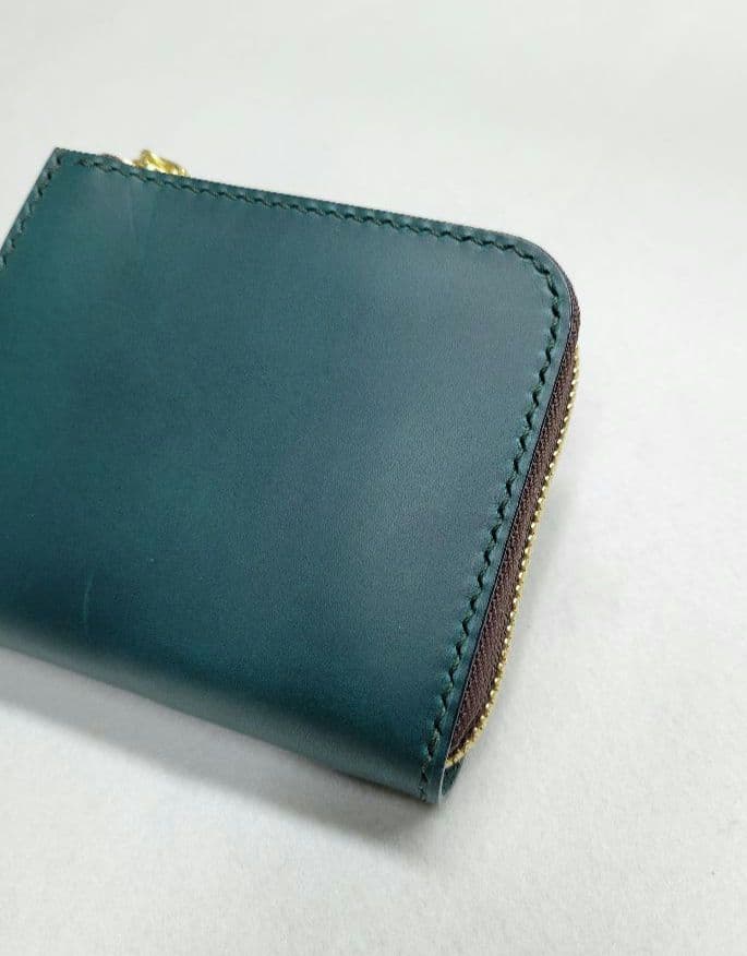 L字ファスナー財布　イタリアレザー　小銭入れ　コンパクト財布　ハンドメイド