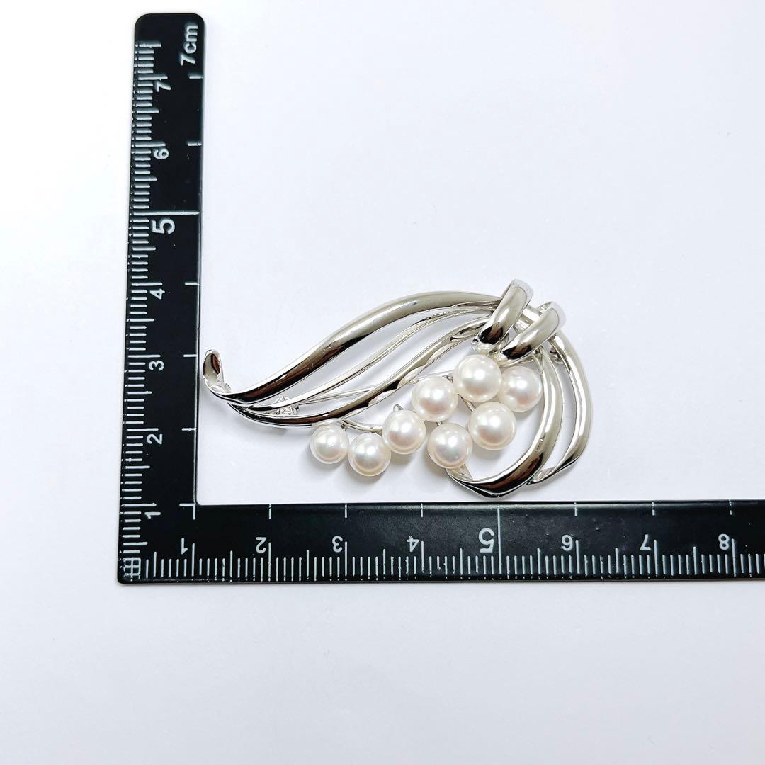 極美品✨MIKIMOTO ミキモト パール　ブローチ　シルバー　フラワー