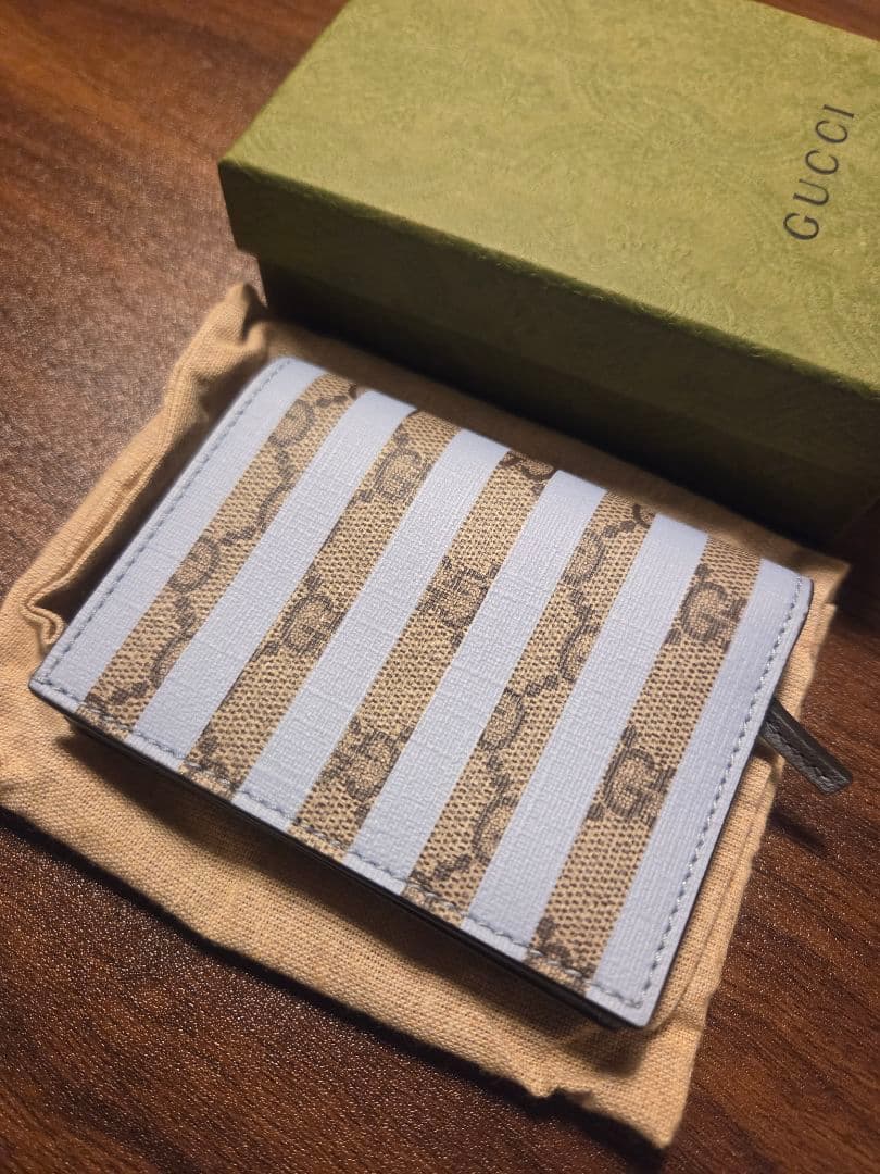GUCCI☆美品 二つ折り財布 701489/GGアイスクリーム/ブルー