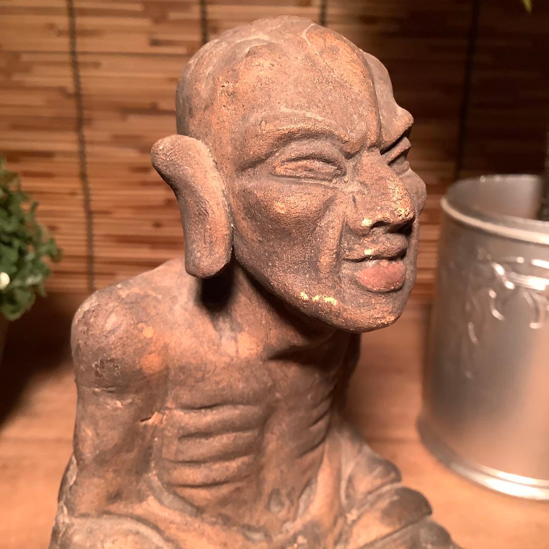 茶太郎様売約keep…最高位聖者「高僧・阿羅漢像」煩悩断滅・最高境地・泥仏・焼物