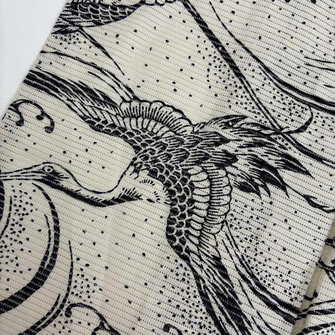 凛*様 夏浴衣 浴衣 綿絽 木綿 荒波に鶴 染め U-8112