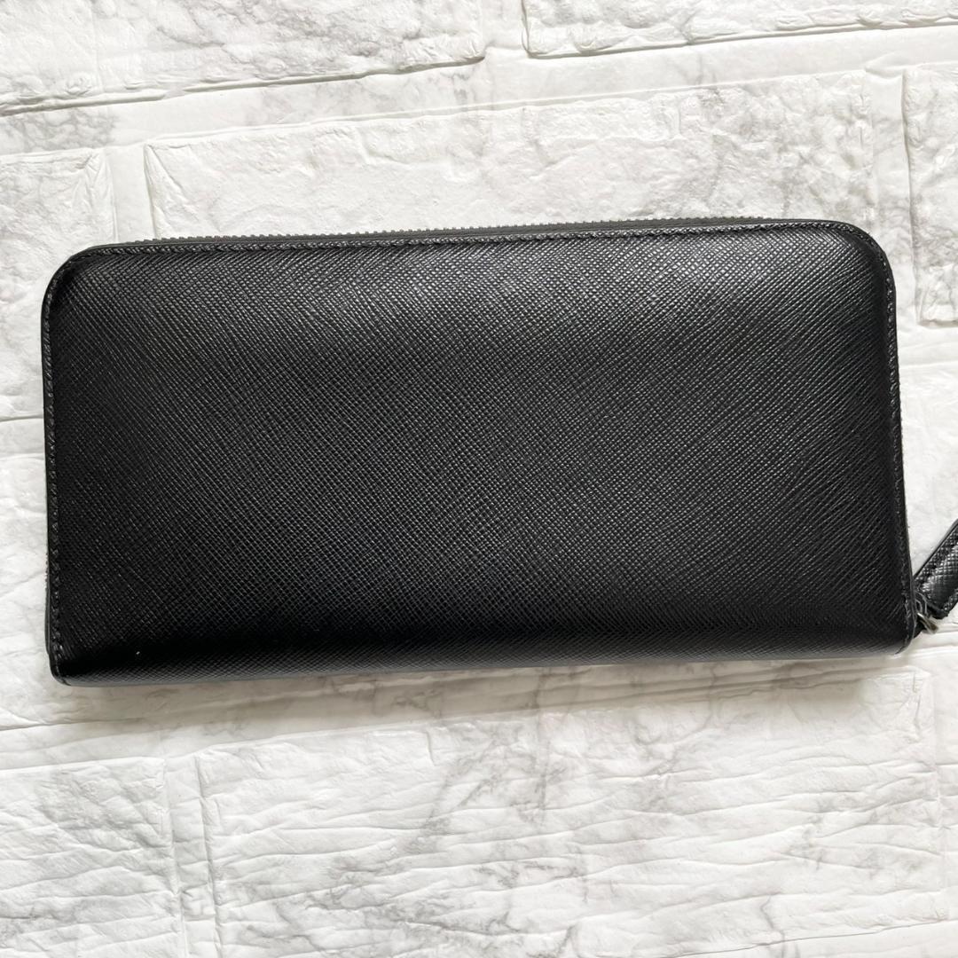 極美品✨プラダ　長財布　サフィアーノ　メタルロゴ　バイカラー　ブラック
