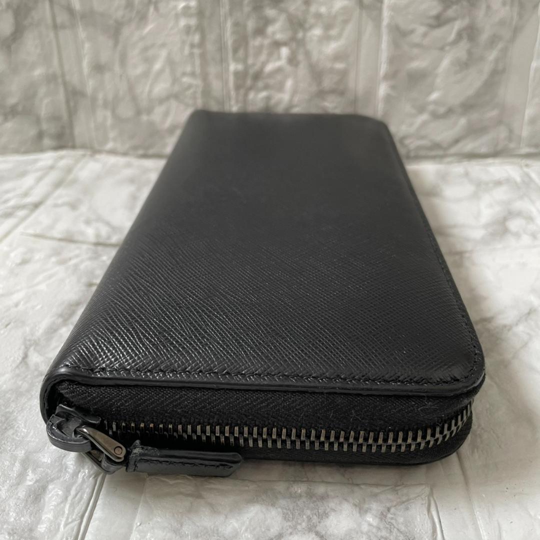 極美品✨プラダ　長財布　サフィアーノ　メタルロゴ　バイカラー　ブラック