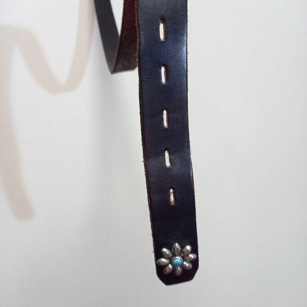 HTC End Only フラワー ターコイズ 3cm幅 スタッズベルト 32