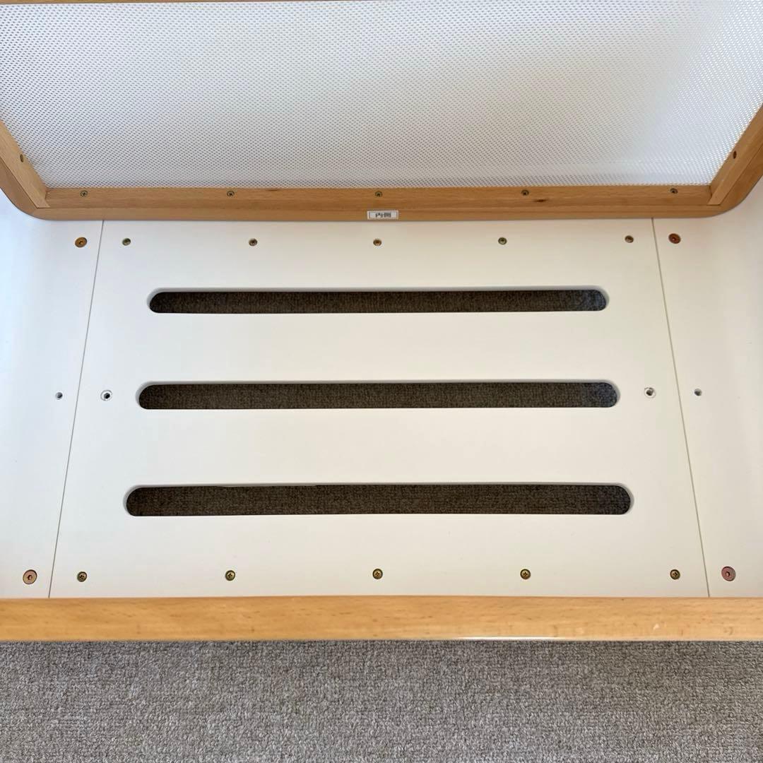 リリワゴン　木製ベビーベッド キャスター付き メッシュデザイン　ホワイト