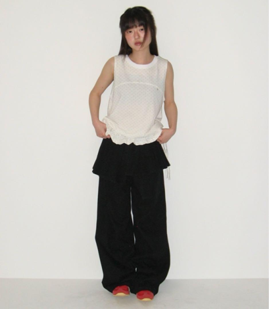 パンツ RONRON OFF BALANCE PLEAT LAYERED PANTS