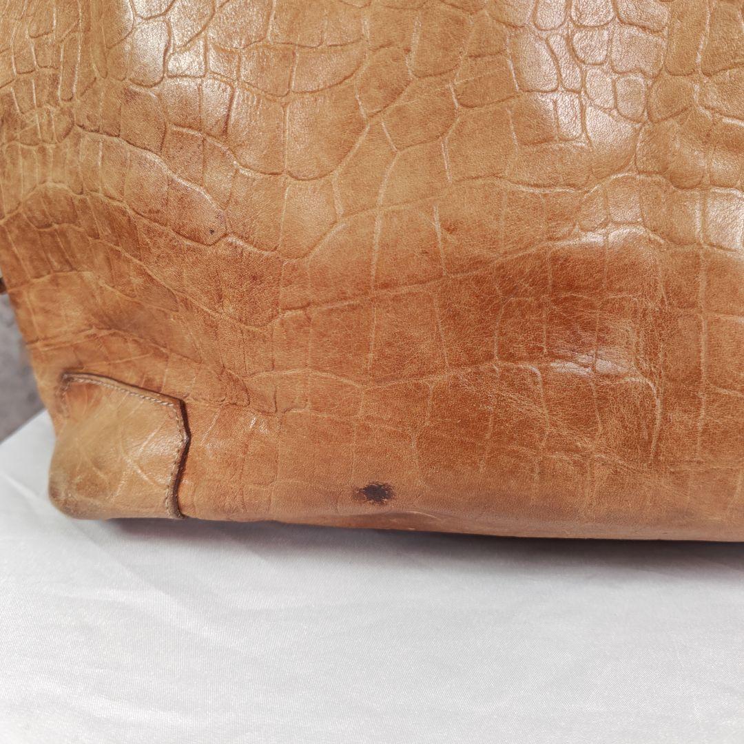 aniary アニアリ クロコ型押し レザートートバッグ ブラウン A4収納可