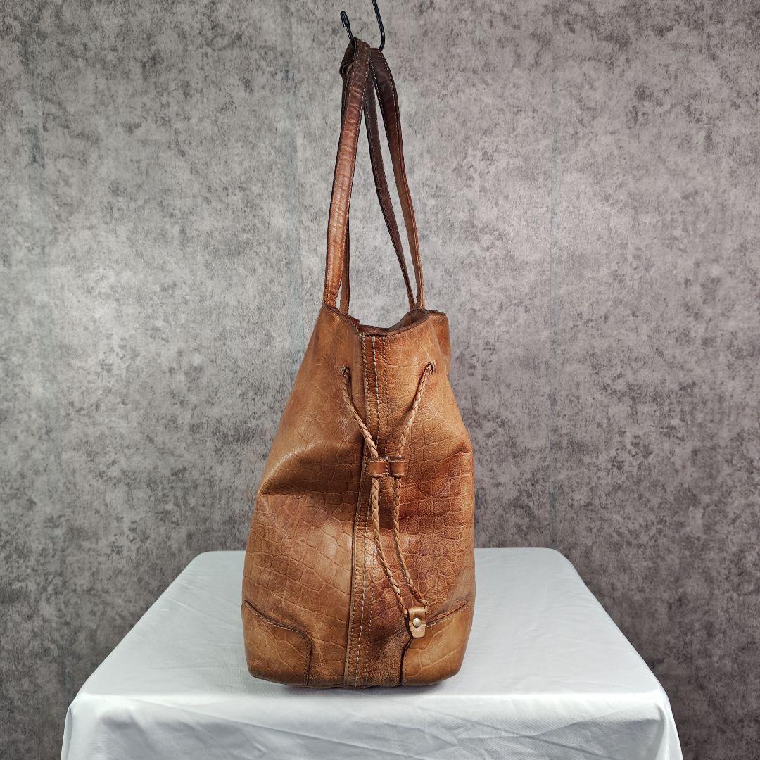 aniary アニアリ クロコ型押し レザートートバッグ ブラウン A4収納可