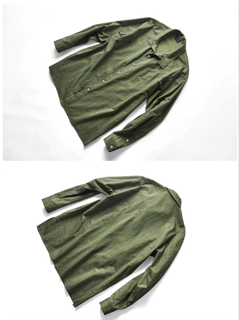 山内 23SS コットンキュプラ・ランダムストライプシャツ