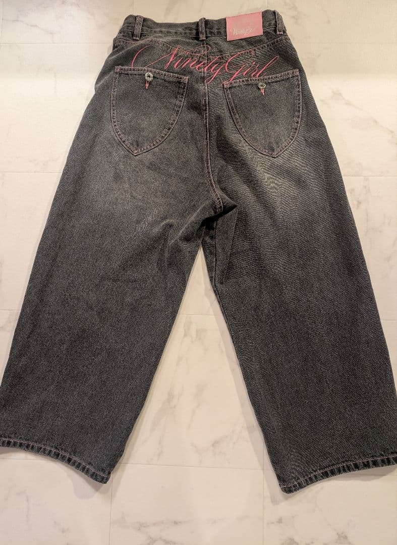 極美品【9090 girl】Logo Buggy Denim Pants S