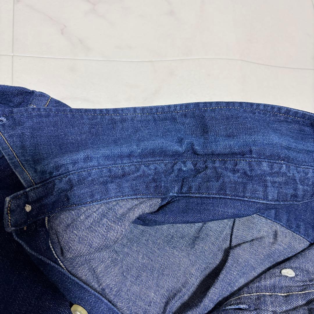 オアスロウ　デニムシャツ　日本製　インディゴ　M相当　ボタンダウン　青　長袖