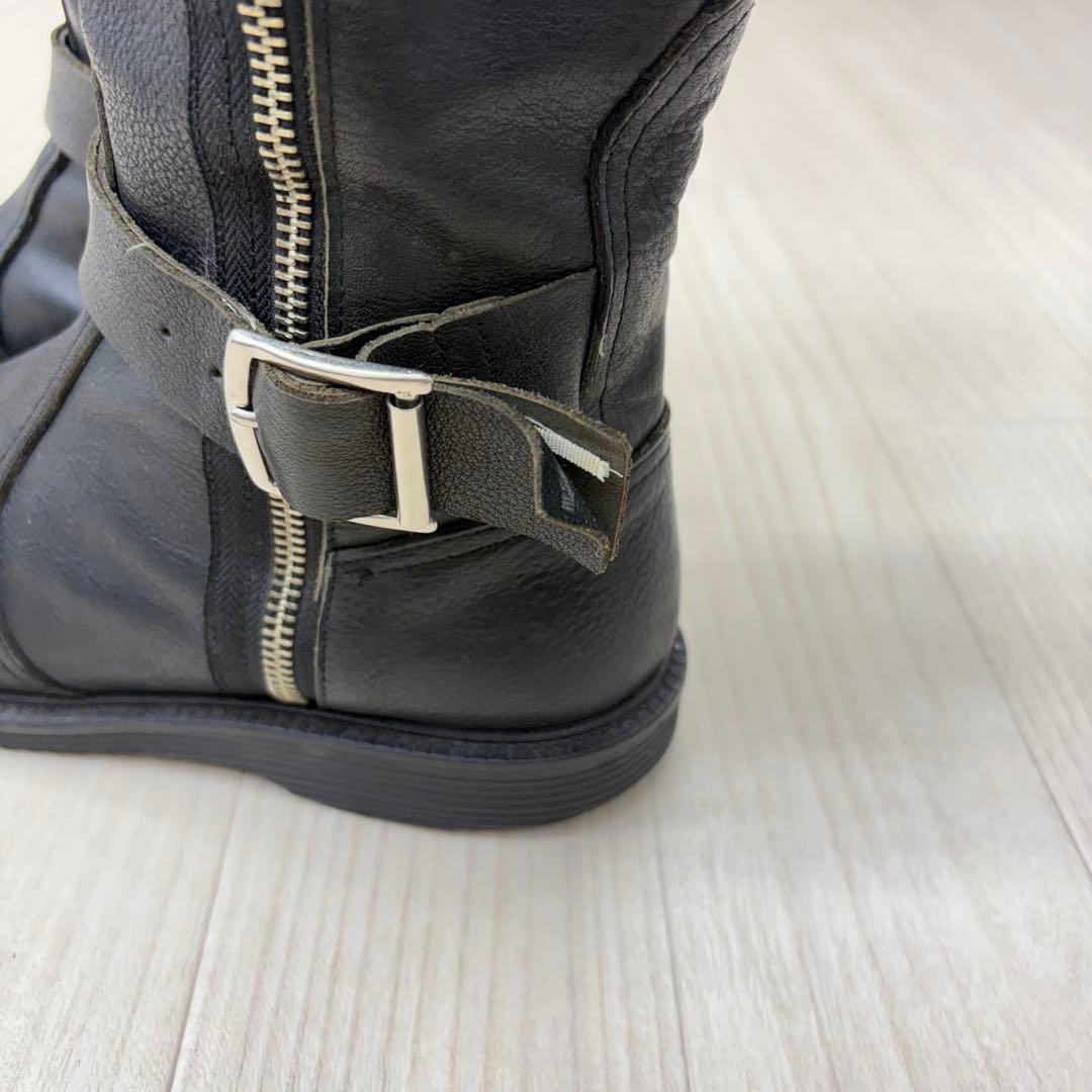 ■ Y's ワイズ サイドジップ ストラップ レザーブーツ ロングブーツ